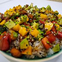 Vegan chirashi rice bowl at Sushi Playa in Playa Del Carmen