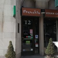 Front door at Franchia Vegan Cafe in New York City