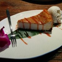 Cheesecake with ice cream at Franchia Vegan Cafe in New York City