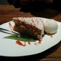 Blueberries cake with ice cream at Franchia Vegan Cafe in New York City