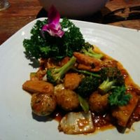 Amazing dish - Vegan meatballs and chicken strips at Franchia Vegan Cafe in New York City