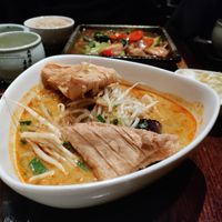 Excellent Penang noodle soup at Franchia Vegan Cafe in New York City