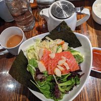 Sashimi with crab at Franchia Vegan Cafe in New York City