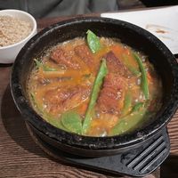 Spicy Korean hot pot  at Franchia Vegan Cafe in New York City
