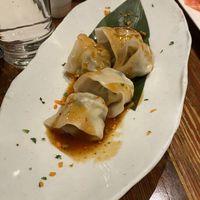 Spicy dumplings   at Franchia Vegan Cafe in New York City