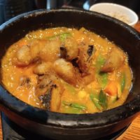 Spicy Korean hot pot at Franchia Vegan Cafe in New York City