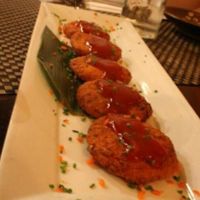 'crab' cake appetizer at Franchia Vegan Cafe in New York City