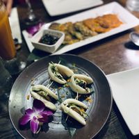 Bao and pancakes  at Franchia Vegan Cafe in New York City