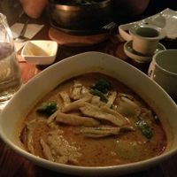 Noodle curry dish at Franchia Vegan Cafe in New York City