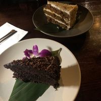 Rich delicious worth it carrot and chocolate cakes  at Franchia Vegan Cafe in New York City