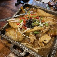 Eggplant, tofu, kabocha squash  at Franchia Vegan Cafe in New York City