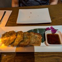 Crispy scallion pancakes at Franchia Vegan Cafe in New York City