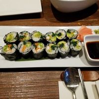 Sushi roll with fake crab meat at Franchia Vegan Cafe in New York City