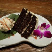 Mocha cake at Franchia Vegan Cafe in New York City
