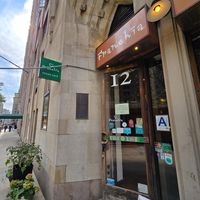 Look for the green sign at Franchia Vegan Cafe in New York City