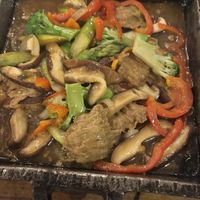 ‘Beef’ hot stone dish - can’t remember name!   at Franchia Vegan Cafe in New York City