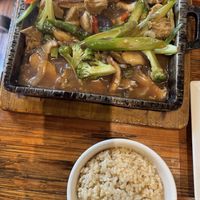 Sizzling Bulgogi Plate with Brown Rice   at Franchia Vegan Cafe in New York City