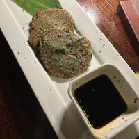 Leek plank cakes  at Franchia Vegan Cafe in New York City