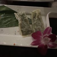 Japchae dumplings  at Franchia Vegan Cafe in New York City