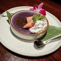 Ube Coconut Creme Brulee  at Franchia Vegan Cafe in New York City