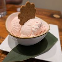 Cherry vanilla ice cream at Franchia Vegan Cafe in New York City