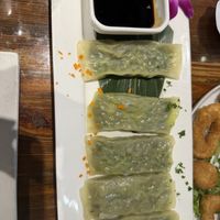 Japchae dumplings  at Franchia Vegan Cafe in New York City