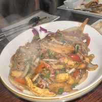 Drunken basil noodles  at Franchia Vegan Cafe in New York City