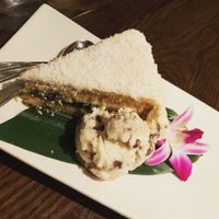 Blueberry Coconut cake with almond ice cream at Franchia Vegan Cafe in New York City