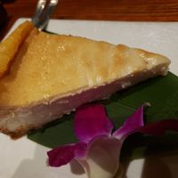 Cheesecake (Good, but very slightly too sweet for me). Lovely presentation, as you can see. :) at Franchia Vegan Cafe in New York City