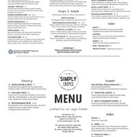 The vegan options are listed on the last page of their menu at Simply Crepes Cafe in Canandaigua