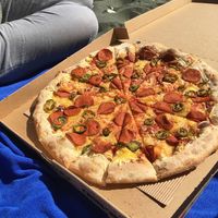 Vehan Veharoni Pizza with coconut oil based cheese alternative at Pizza Hut in Limassol