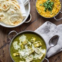 Saag paneer a famous dish for the vegetarian lovers dish made using paneer and spinach. at Barbecue Palace Indian in Cuenca