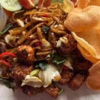 Fried noodle, i request the mock meat with tempe! It is delicious at Soedirman Coffee & Eatery in Bandung