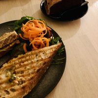 Crispy toastie and chocolate cake  at Maloca Coffee & Food in Bodo