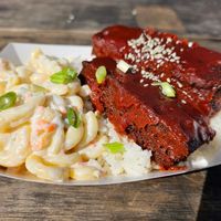 Macaroni salad and ribs at Chef Reina in Brisbane