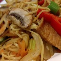 Fried noodles at Loving Hut in Madrid