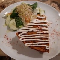 Menu of the day / weekends / dinner / main / quiche at Loving Hut in Madrid