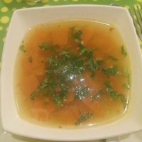 Carrot soup at Loving Hut in Madrid