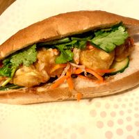 Tofu Banh Mi (to go order). Asked for no Mayo. Added my own Vegenaise at home. Delightful. at Soall Viet Kitchen in Beverly