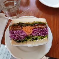 Vegan katsu sandwich at Marbre Vegan in Tokyo
