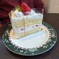Strawberry cake at Marbre Vegan in Tokyo