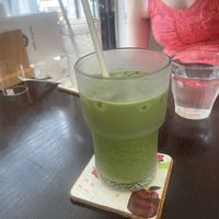 Iced matcha soy latte  at Marbre Vegan in Tokyo