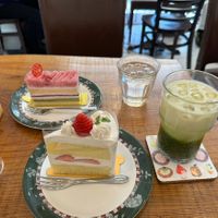 I got the strawberry shortcake and Sakura cake I believe!  at Marbre Vegan in Tokyo