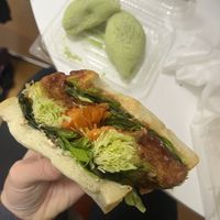 Amazing sandwich (mochi in the back is not from them)  at Marbre Vegan in Tokyo