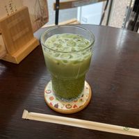 Iced matcha lattee  at Marbre Vegan in Tokyo