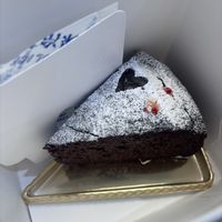 chocolate ganache cake- tasted like a moist brownie!  at Marbre Vegan in Tokyo