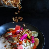 Fruit with coconut yogurt  at Chela in Pecatu