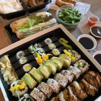 Sushi platter with summer rolls at Zazalu in Neuss
