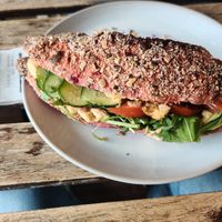 vegan hummus sandwich at The Brother Mill in Munich