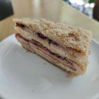 Vegan cherry dessert at Paradise Food in Skopje